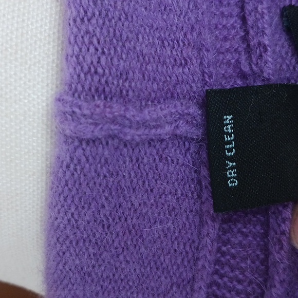 Cynthia Rowley Cashmere Sweater Long Sleeve Open Front Ruffles Purple M - Picture 7 of 7